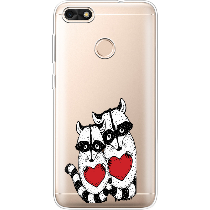Прозрачный чехол Uprint Huawei Nova Lite 2017 Raccoons in love