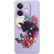 Чохол зі стразами OPPO A3 Cat in Flowers