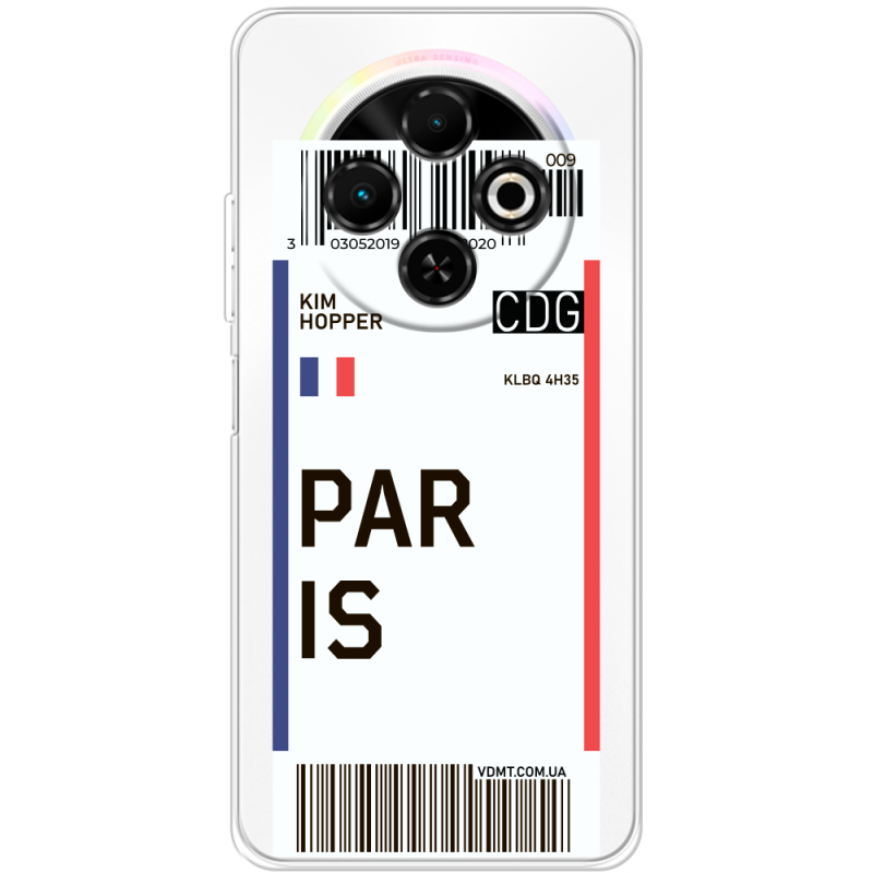 Прозорий чохол BoxFace Tecno Spark 30C Ticket Paris