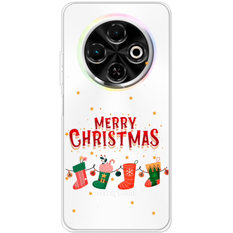Прозорий чохол BoxFace Tecno Spark 30C Merry Christmas