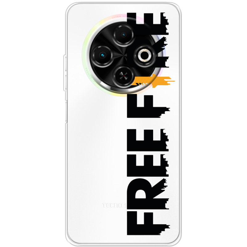 Прозорий чохол BoxFace Tecno Spark 30C Free Fire Black Logo