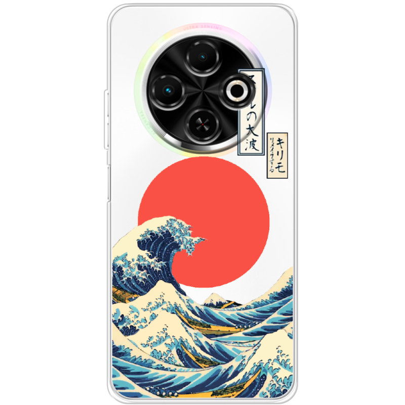 Прозорий чохол BoxFace Tecno Spark 30C Большая волна в Канагаве