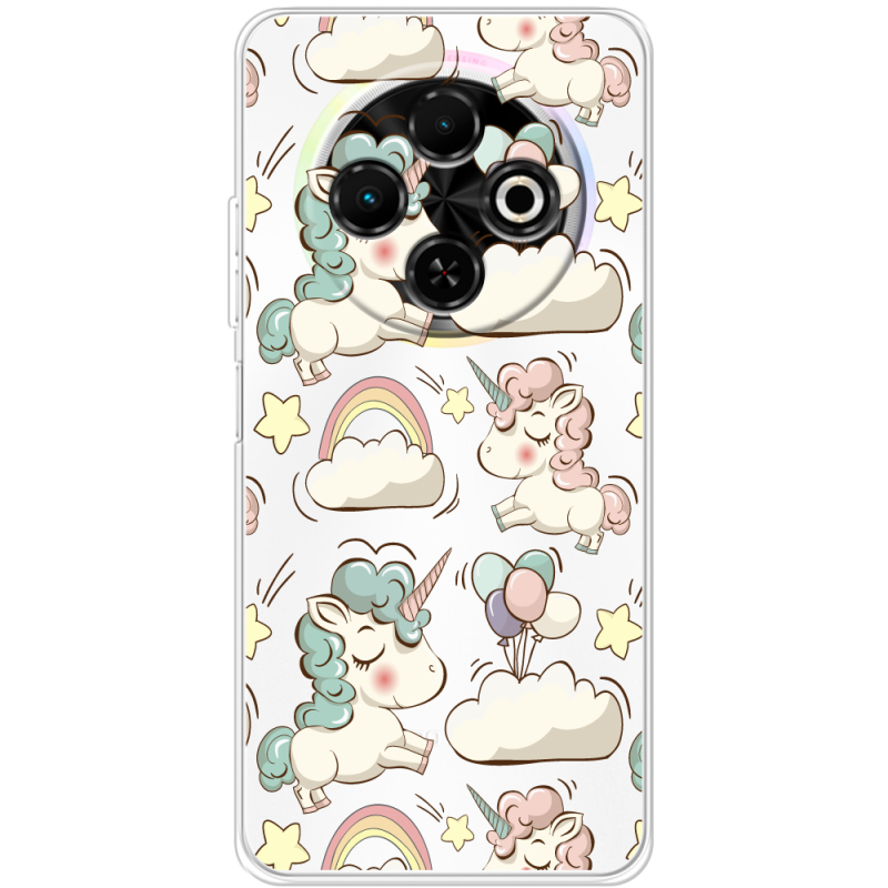 Прозорий чохол BoxFace Tecno Spark 30C Unicorns