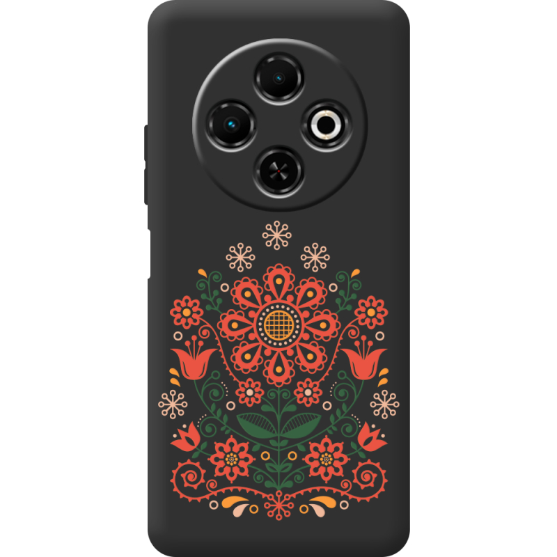 Чорний чохол BoxFace Tecno Spark 30C Ukrainian Ornament