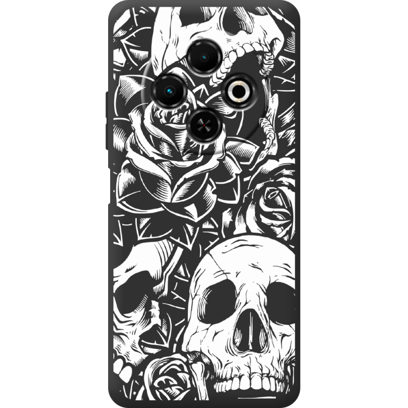 Чорний чохол BoxFace Tecno Spark 30C Skull and Roses