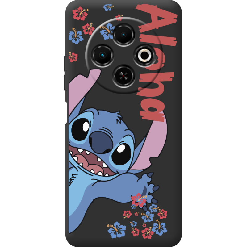 Чорний чохол BoxFace Tecno Spark 30C Гавайський гість Stich