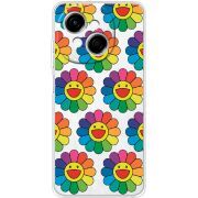 Прозорий чохол BoxFace Tecno Spark Go 1 Hippie Flowers