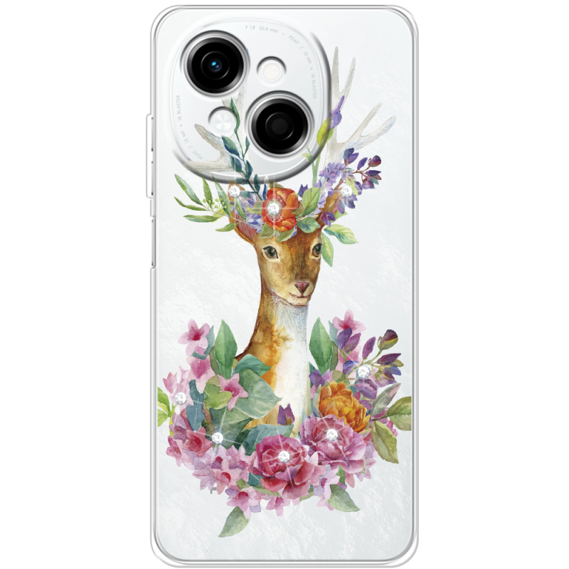 Чохол зі стразами Tecno Spark Go 1 Deer with flowers