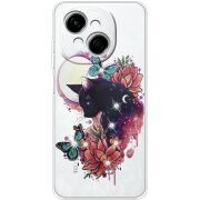 Чохол зі стразами Tecno Spark Go 1 Cat in Flowers