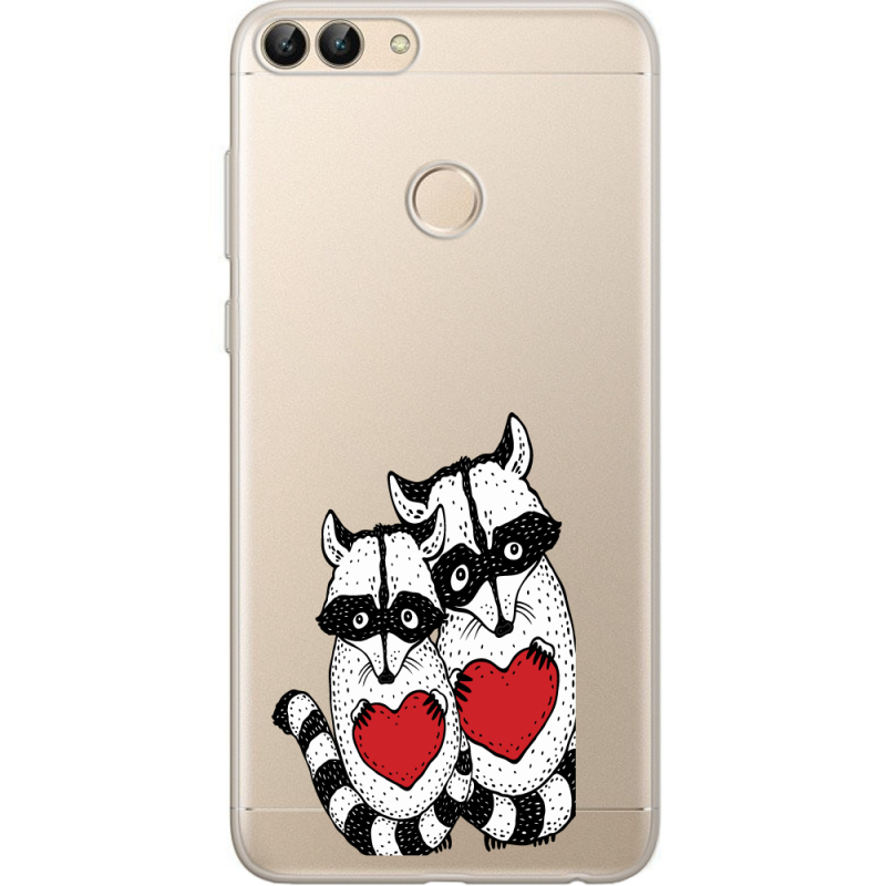 Прозрачный чехол Uprint Huawei P Smart Raccoons in love