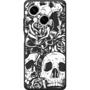 Чорний чохол BoxFace Tecno Spark Go 1 Skull and Roses