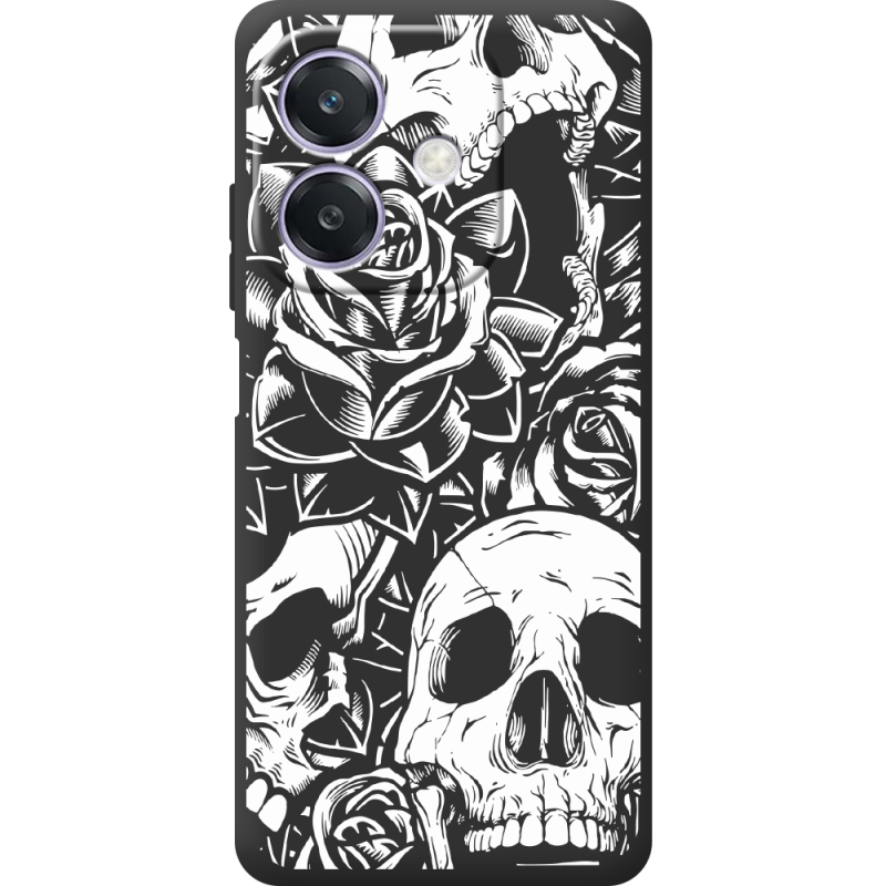 Чорний чохол BoxFace Oppo A3x Skull and Roses