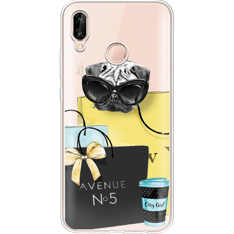 Прозрачный чехол Uprint Huawei P20 Lite Fashion Pug