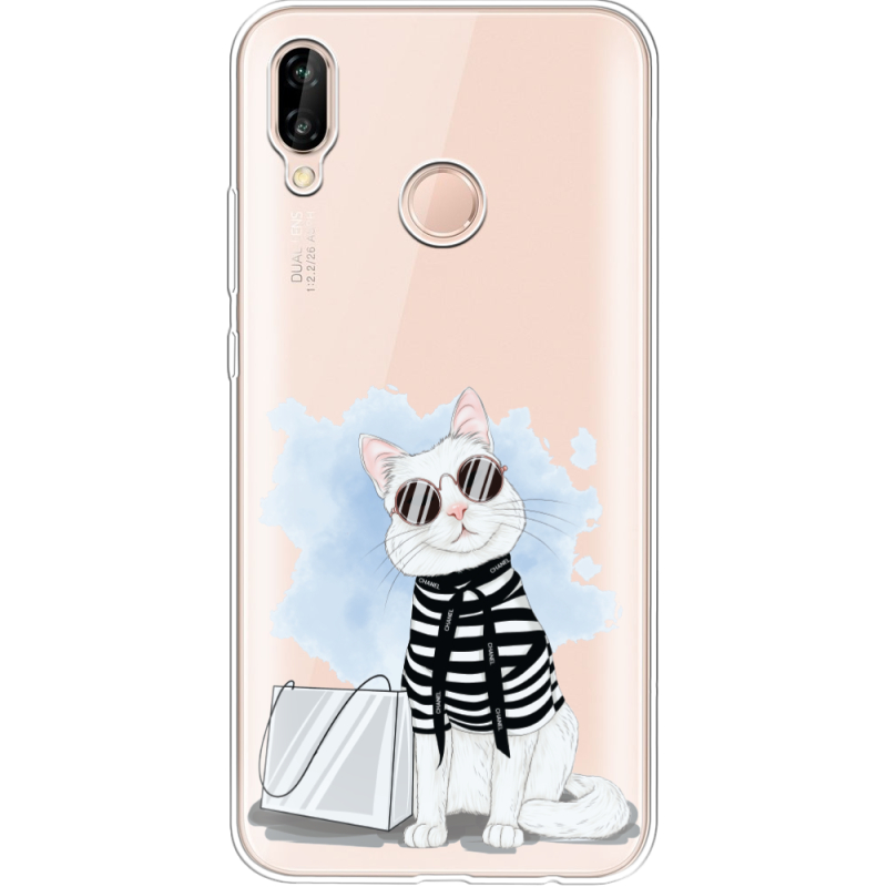 Прозрачный чехол Uprint Huawei P20 Lite Cat Style