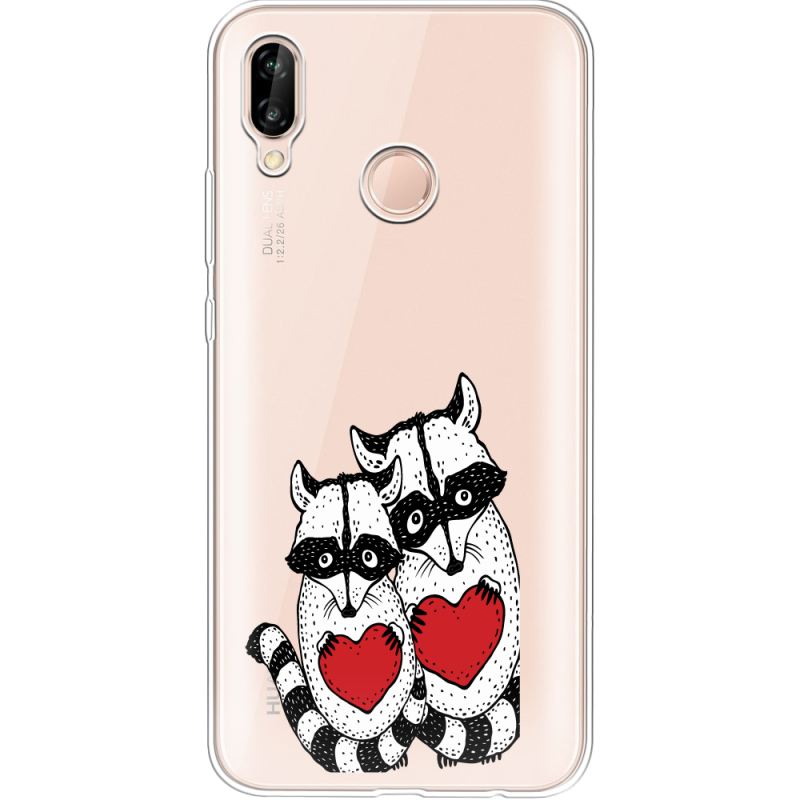 Прозрачный чехол Uprint Huawei P20 Lite Raccoons in love