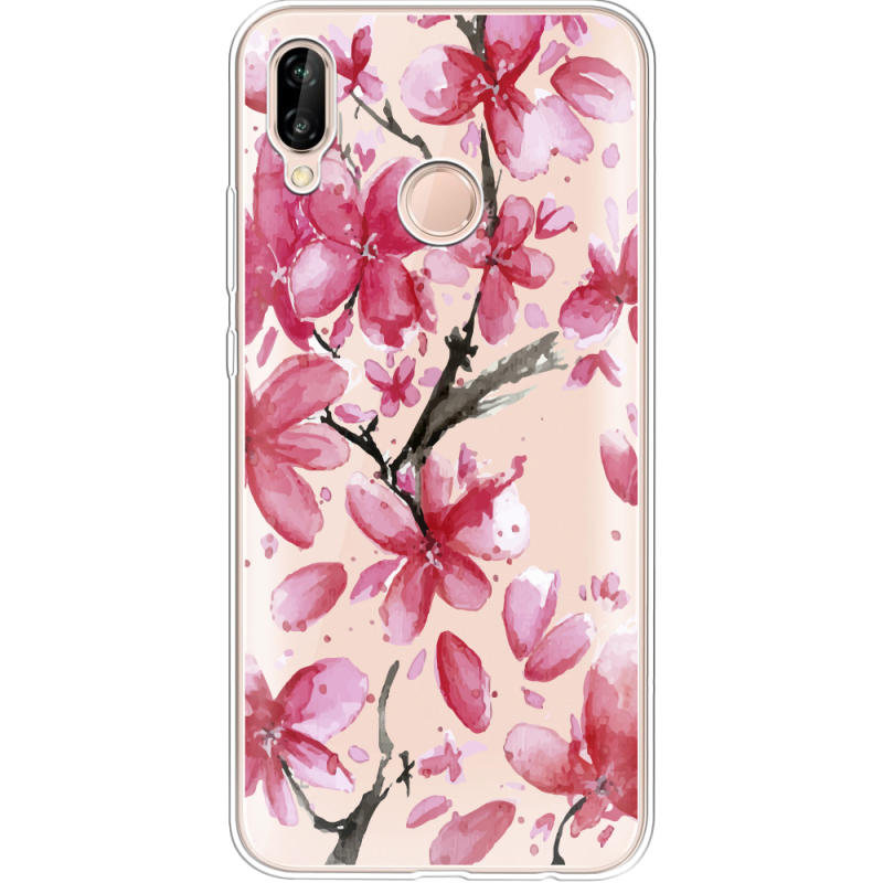 Прозрачный чехол Uprint Huawei P20 Lite Pink Magnolia