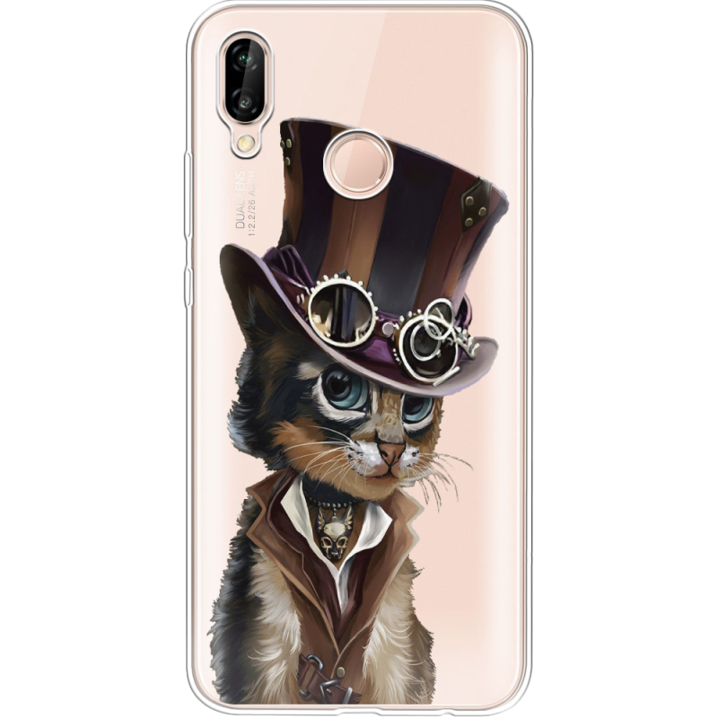 Прозрачный чехол Uprint Huawei P20 Lite Steampunk Cat