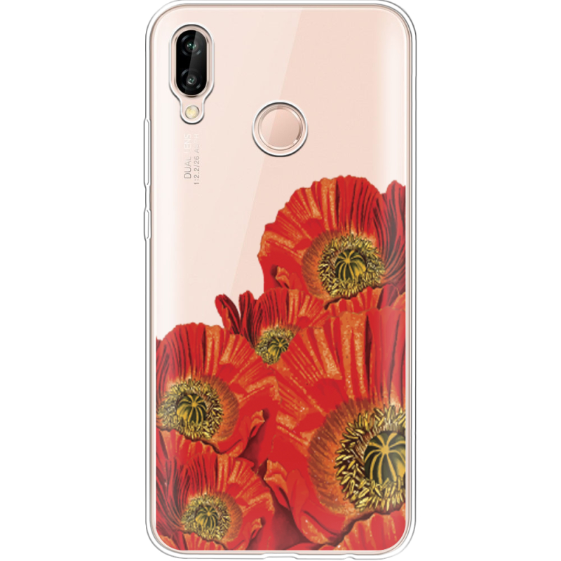 Прозрачный чехол Uprint Huawei P20 Lite Red Poppies