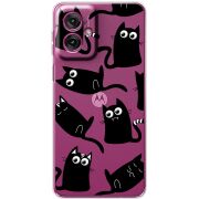 Прозорий чохол BoxFace Motorola G55 с 3D-глазками Black Kitty