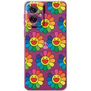 Прозорий чохол BoxFace Motorola G55 Hippie Flowers