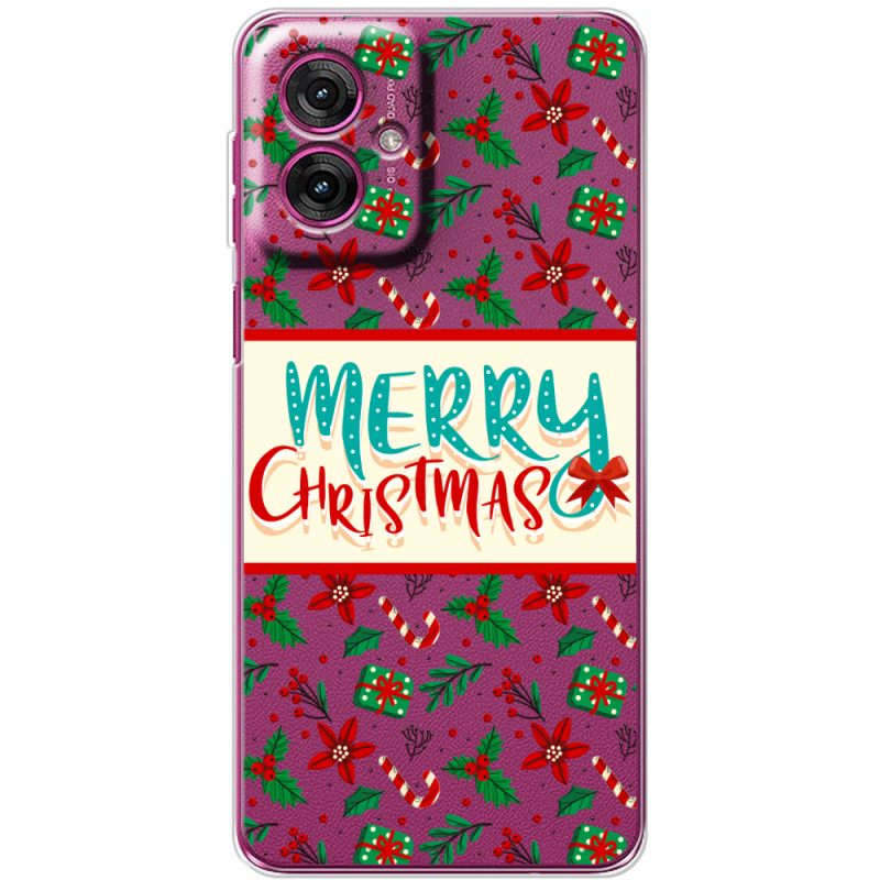 Прозорий чохол BoxFace Motorola G55 Vintage Christmas Pattern