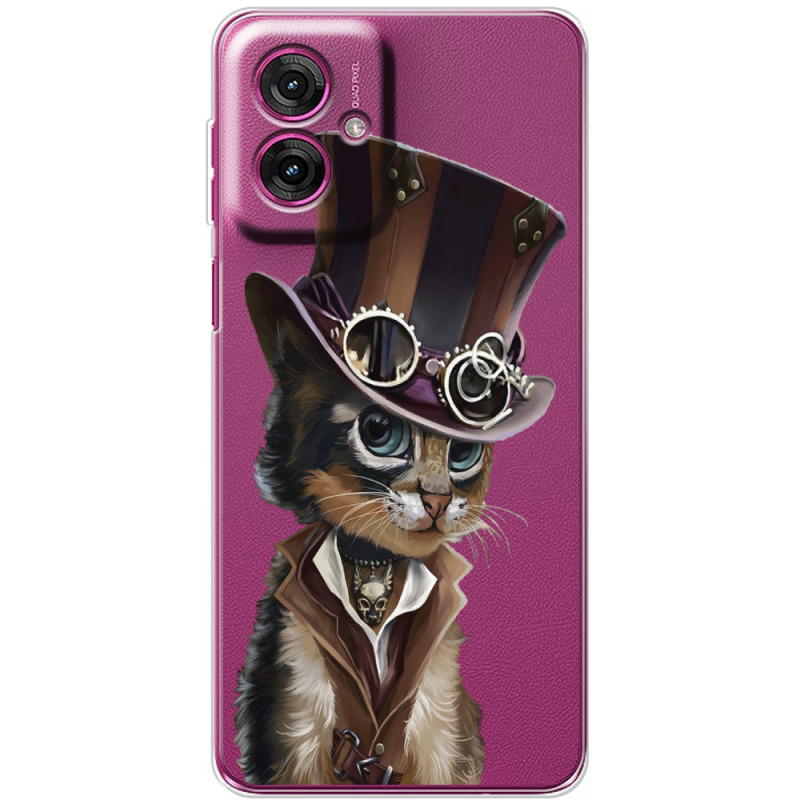 Прозорий чохол BoxFace Motorola G55 Steampunk Cat