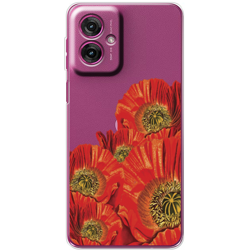 Прозорий чохол BoxFace Motorola G55 Red Poppies