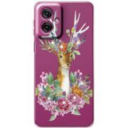 Чохол зі стразами Motorola G55 Deer with flowers