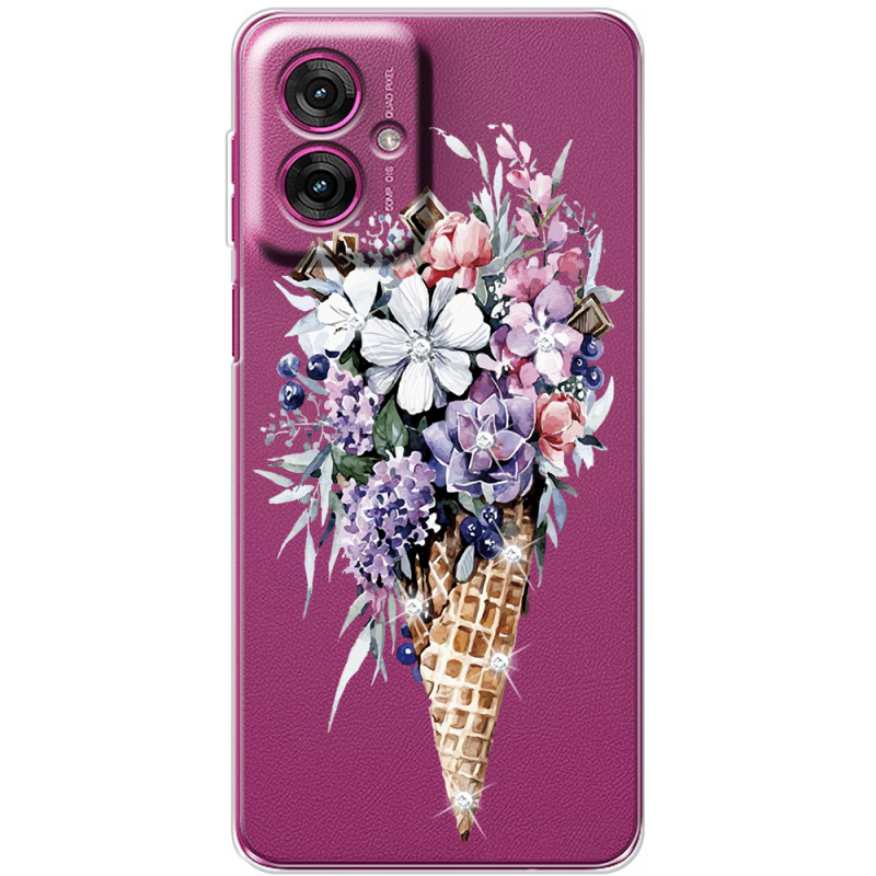 Чохол зі стразами Motorola G55 Ice Cream Flowers