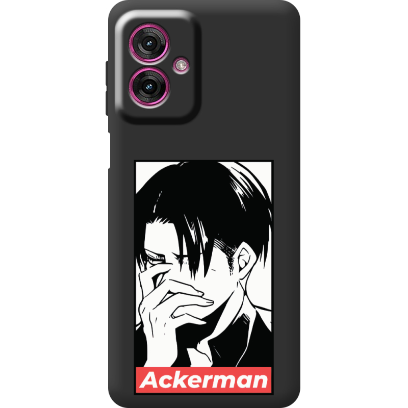 Чорний чохол BoxFace Motorola G55 Attack On Titan - Ackerman