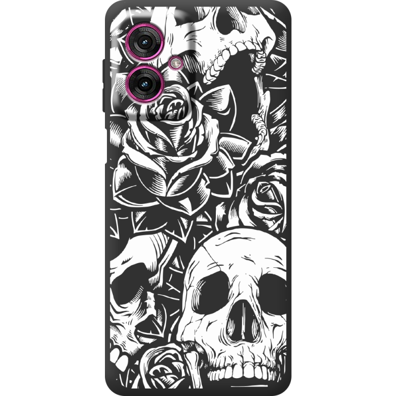 Чорний чохол BoxFace Motorola G55 Skull and Roses