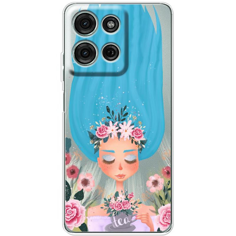 Прозорий чохол BoxFace Motorola G75 Blue Hair