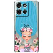 Прозорий чохол BoxFace Motorola G75 Blue Hair