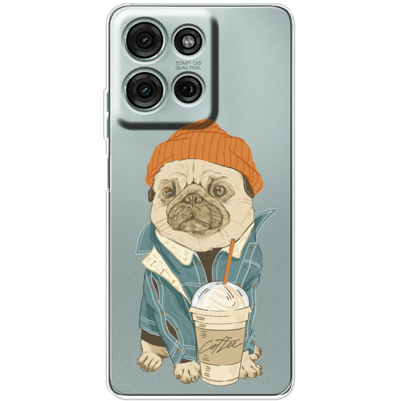 Прозорий чохол BoxFace Motorola G75 Dog Coffeeman