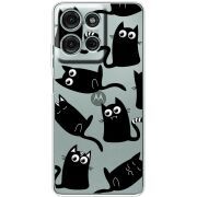 Прозорий чохол BoxFace Motorola G75 с 3D-глазками Black Kitty