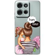 Прозорий чохол BoxFace Motorola G75 Super Mama and Daughter