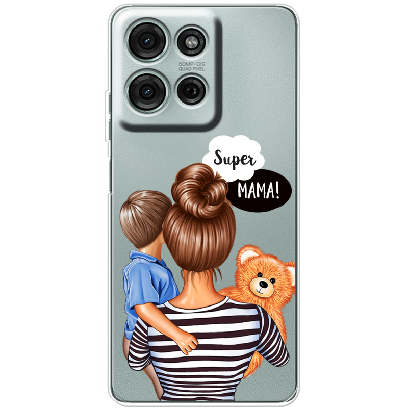 Прозорий чохол BoxFace Motorola G75 Super Mama and Son