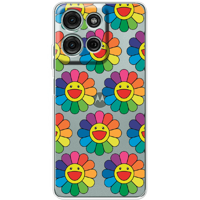 Прозорий чохол BoxFace Motorola G75 Hippie Flowers