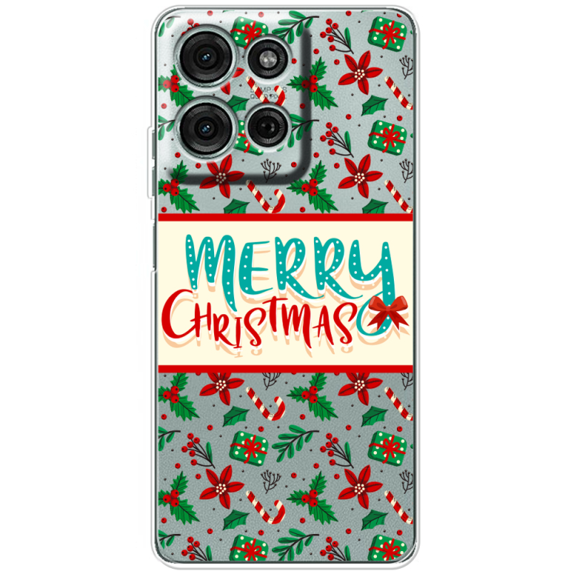 Прозорий чохол BoxFace Motorola G75 Vintage Christmas Pattern