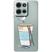 Прозорий чохол BoxFace Motorola G75 Segull in Cofee Pool