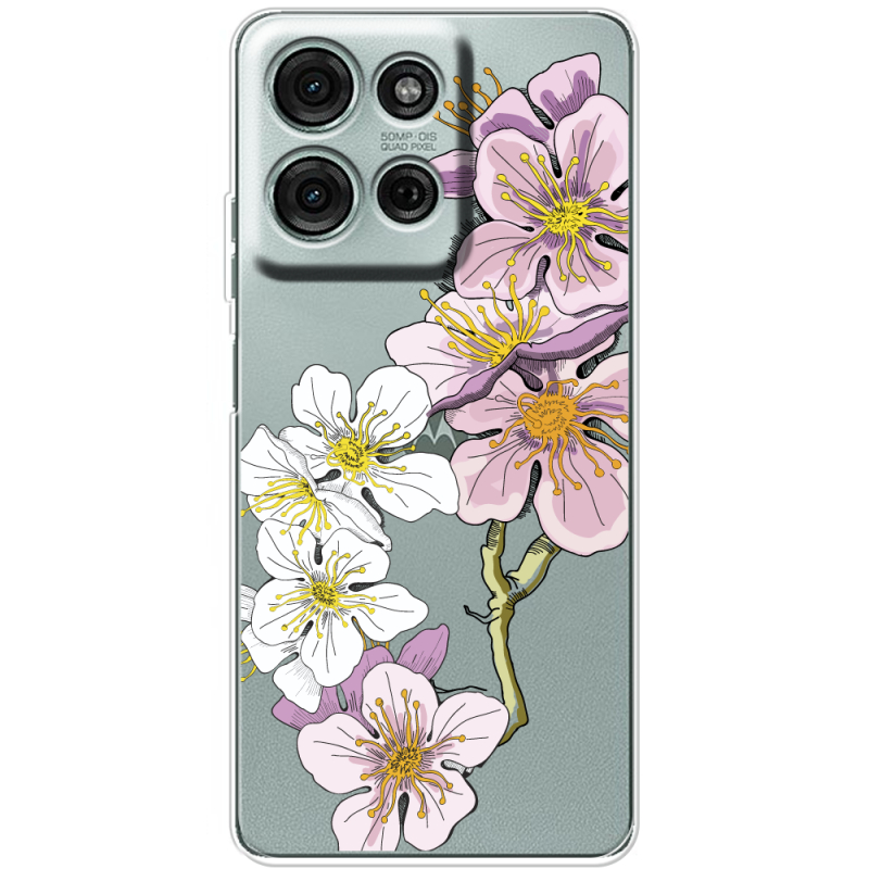 Прозорий чохол BoxFace Motorola G75 Cherry Blossom