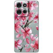 Прозорий чохол BoxFace Motorola G75 Pink Magnolia