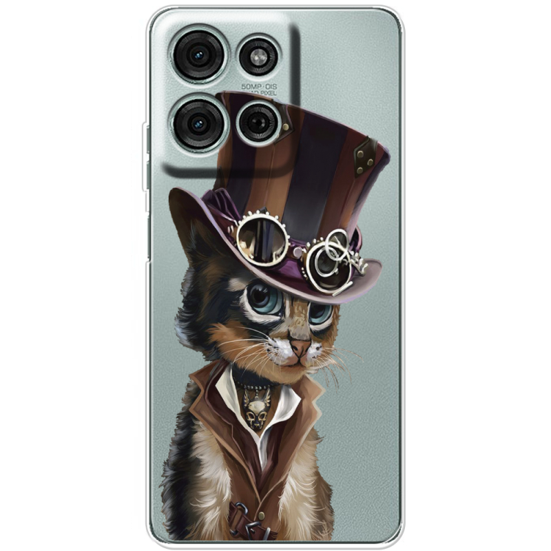 Прозорий чохол BoxFace Motorola G75 Steampunk Cat