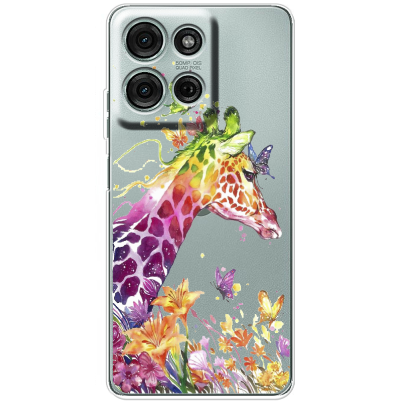 Прозорий чохол BoxFace Motorola G75 Colorful Giraffe