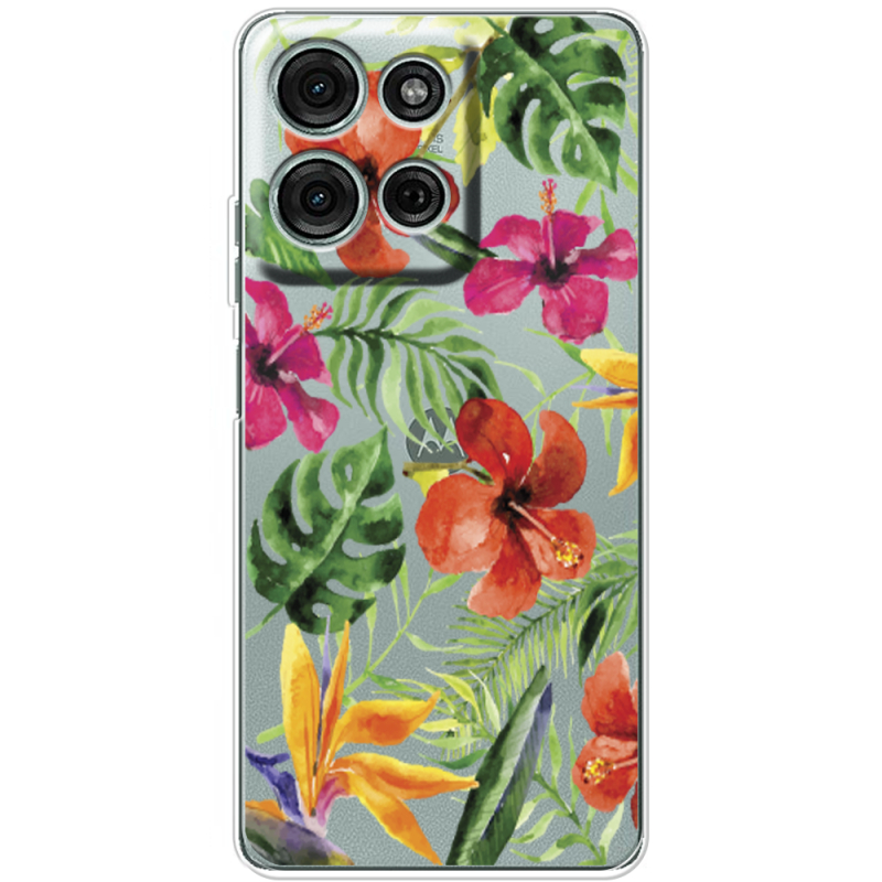 Прозорий чохол BoxFace Motorola G75 Tropical Flowers