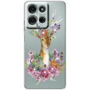 Чохол зі стразами Motorola G75 Deer with flowers