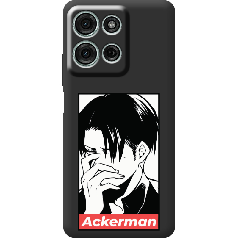 Чорний чохол BoxFace Motorola G75 Attack On Titan - Ackerman