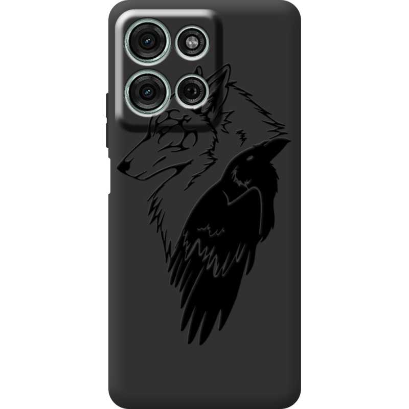 Чорний чохол BoxFace Motorola G75 Wolf and Raven