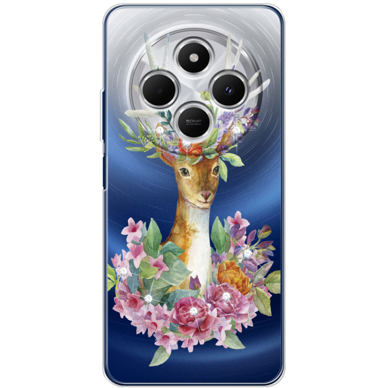 Чохол зі стразами Poco C75 Deer with flowers