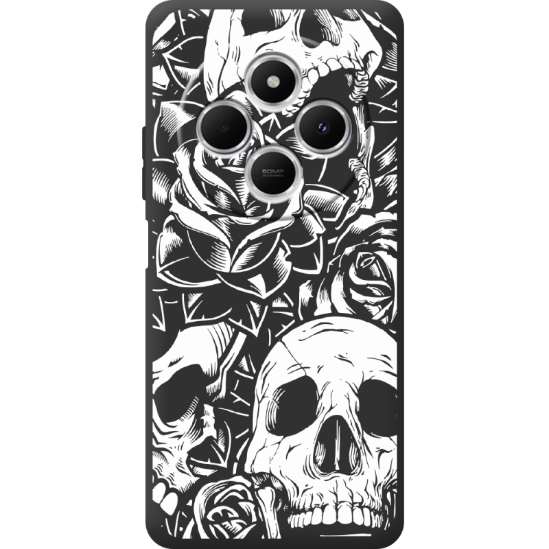 Чорний чохол BoxFace Poco C75 Skull and Roses